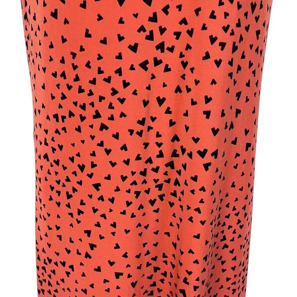 Anne Klein Womens Orange Black Stretch Jersey Knit Sleeveless V-Neck Dress sz L - Picture 8 of 16